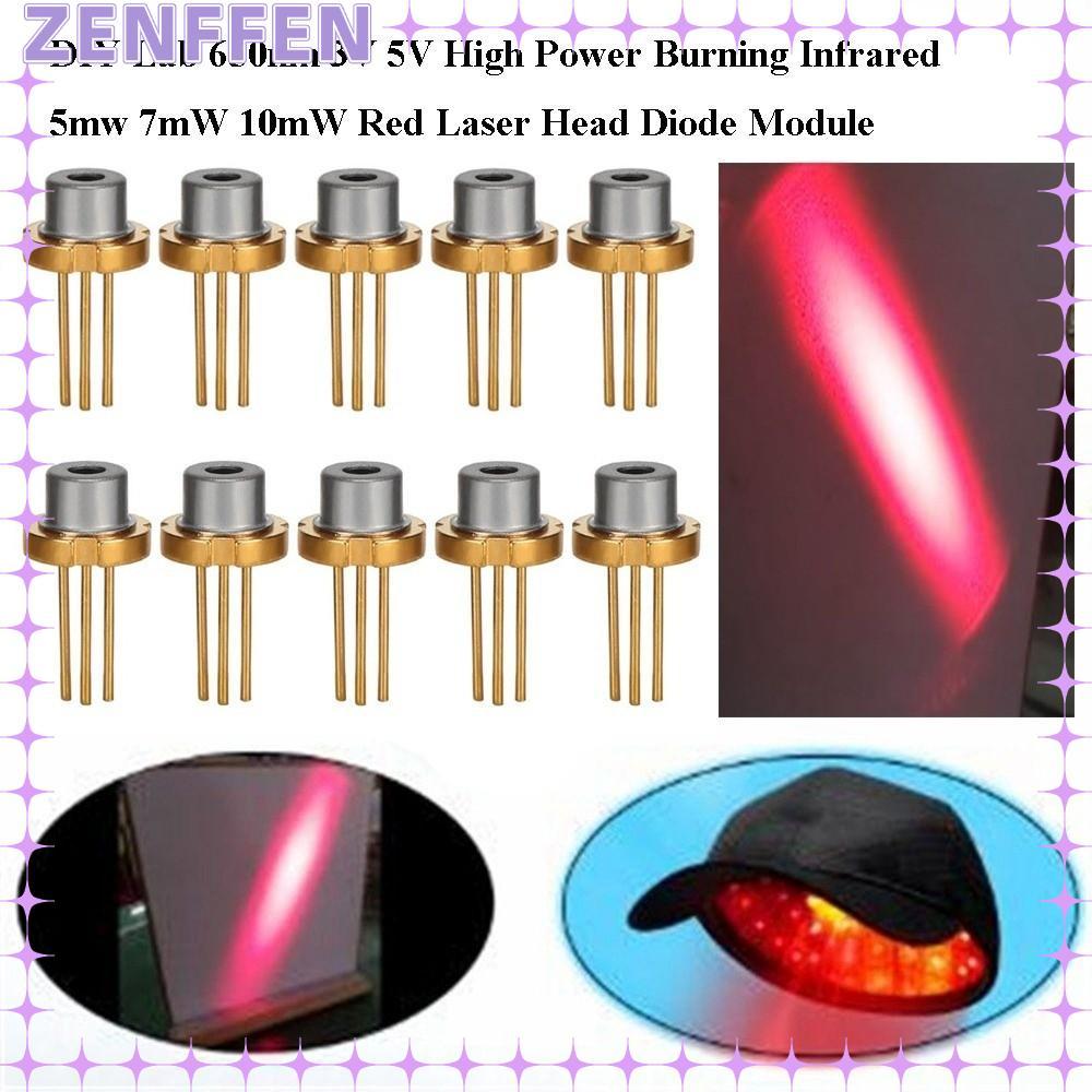ZENFFEN DIY Hồng ngoại đốt cháy công suất cao, 5mW 7mW 10mW Lab 650nm Mô-đun điốt đầu laser đỏ, Kim 