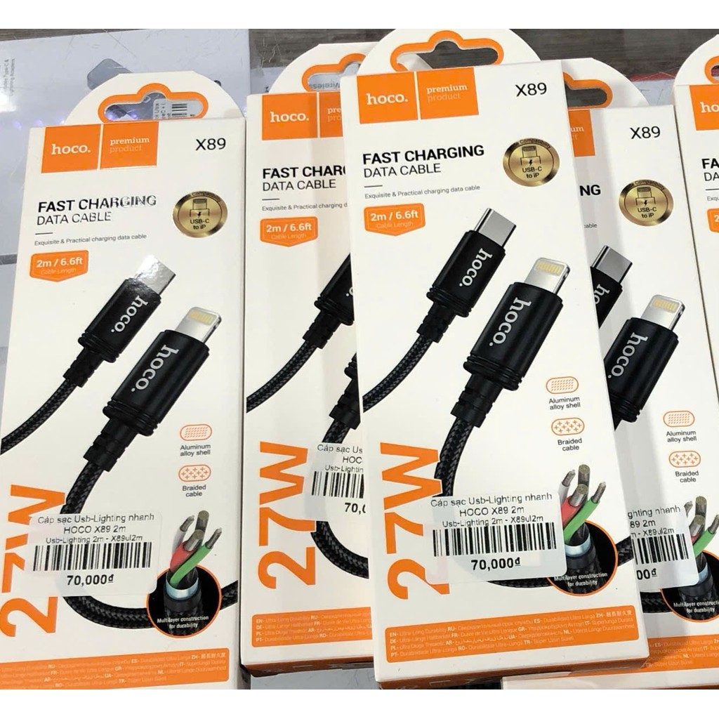 Cáp sạc TypeC-Lighting nhanh HOCO X89 2m