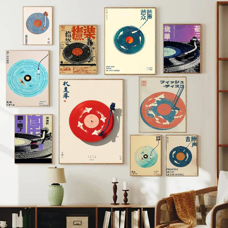No Framed Ocean Vinyl Surf Poster, minimalist sea surfing art blending music & coastal vibe for rela