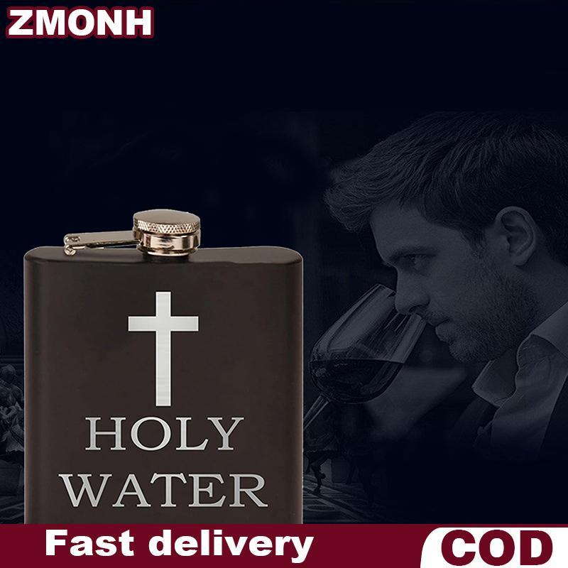 Zmo 168ml mô hình chữ thập nước thánh chai đen Hip Flask thép không gỉ Hip Flask Hip Flask hip nắp v