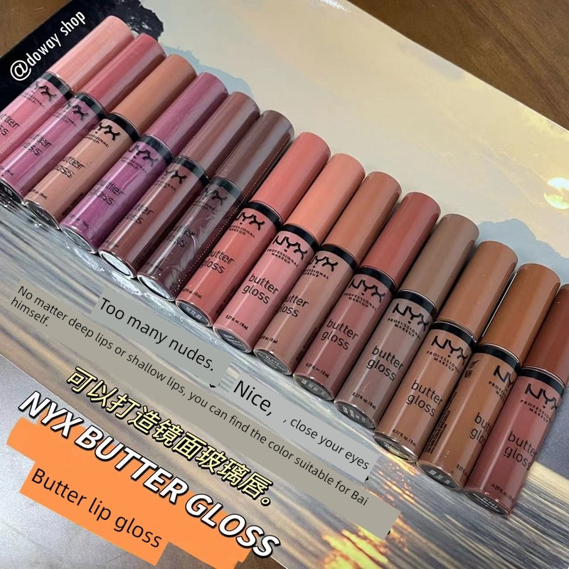 son bóng lì lâu trôi son bóng NYX BUTTER GLOSS BUTTER Trà sữa màu môi