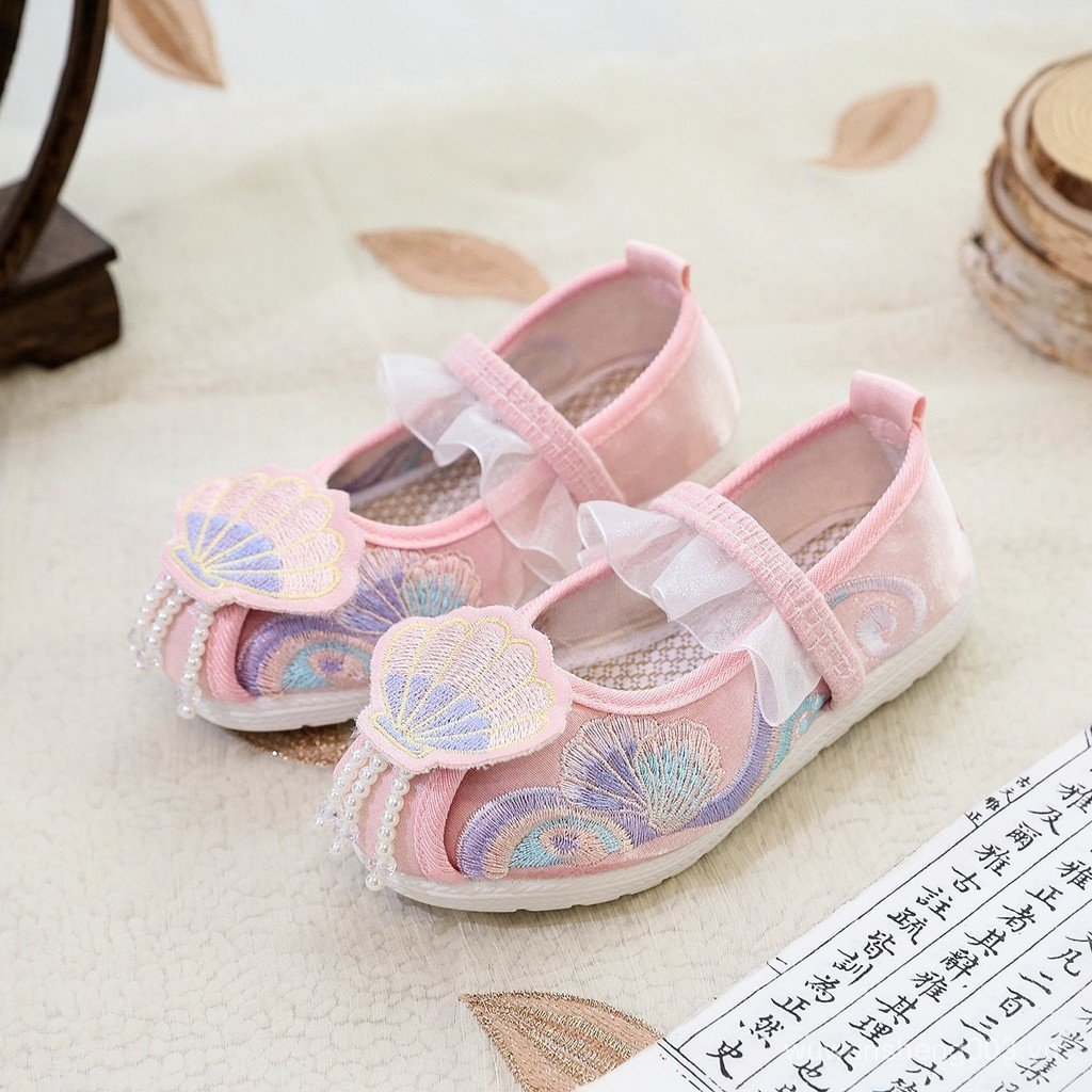 Trẻ Em Thêu Giày Haibei Thêu Hanfu Phong Cách Giày Trẻ Em Cổ Han Giày Bé Gái Giày Vải NQZ6