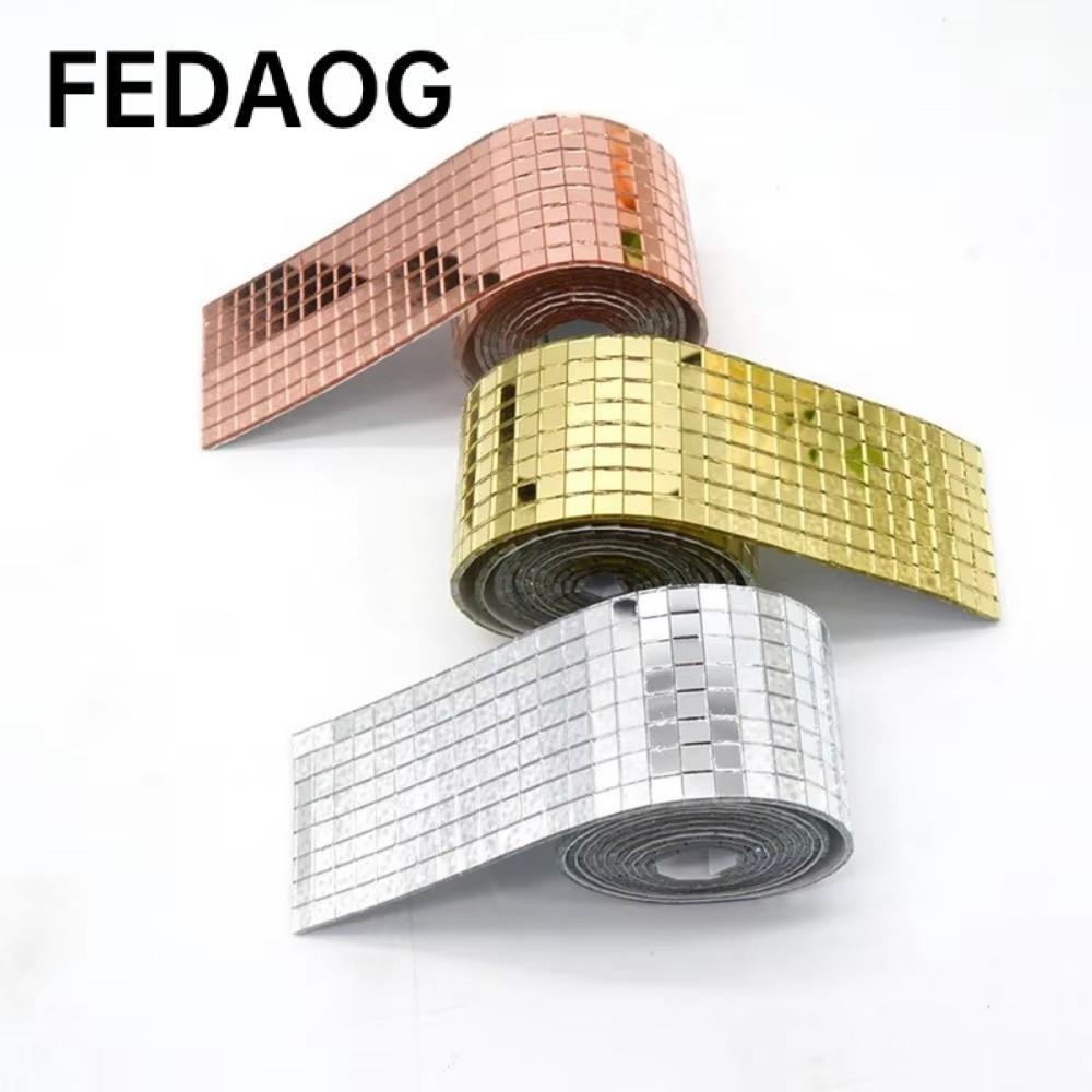 Nhãn dán gương bóng vũ trường FEDAOG, Gương gạch khảm thủy tinh vuông, DIY Handmade Tự dính nền tườn