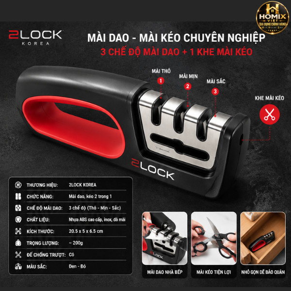Máy Mài Dao Kéo 2Lock Korea 2 In 1 3 Chế Độ Mài Dao Kéo Chính Hãng An Toàn Dễ Dùng