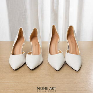Giày cưới Nghé Art basic hở eo da ánh kim 442-nhu-trang