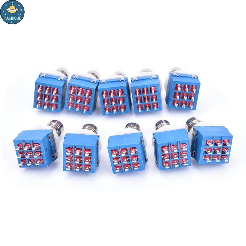 PLUMHOME 10 chiếc 9 chân 3PDT Hiệu ứng đàn Guitar Hộp bàn đạp Stomp Foot Metal Switch True Bypass.