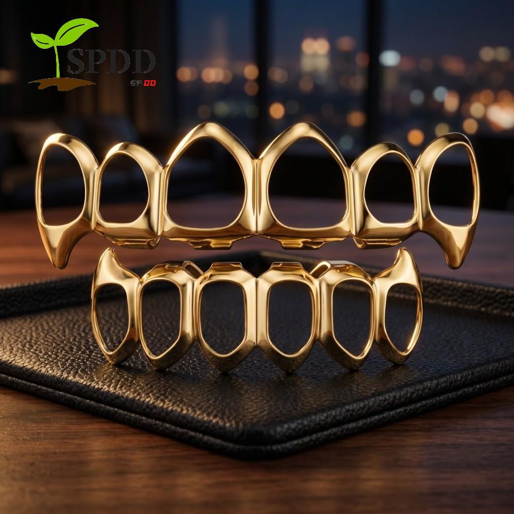 SPDD Răng Rỗng Grillz Top Đáy Bộ, Bóng Chống Trơn Trượt Răng Grillz Mũ, Unisex Bạc Thân Thiện Với Mô