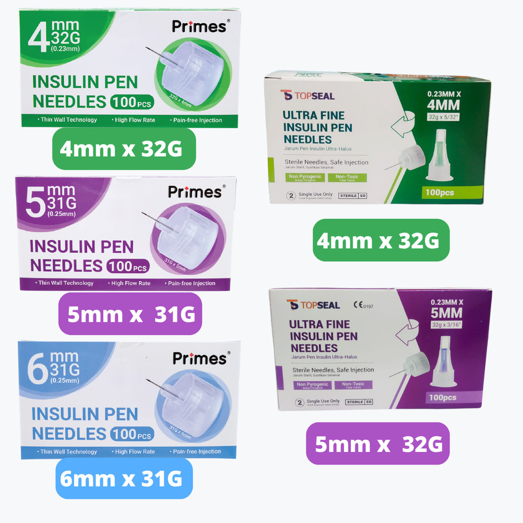 Kim bút Insulin dùng một lần | 4mm 32G / 5mm 31G / 6mm 31G | (100 cái / hộp)