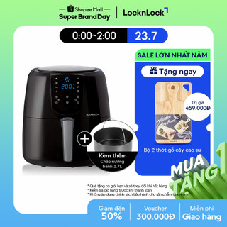 Nồi chiên không dầu lock&lock jumbo plus air fryer 5.2l màu-đen ejf357blk 8 menu sẵn, giảm chất béo, giữ ấm