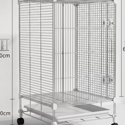 Lồng thú cưng bằng thép không gỉ INOX Kệ 80x40x40 kèm khay màu mặc định và bánh xe