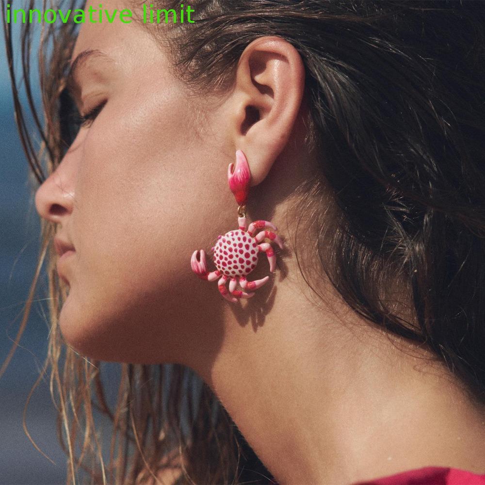 INNOVATIVE GIỚI HẠN Bông tai cua hồng, Trang sức Bông tai cua độc đáo, Cá tính Vintage Sáng tạo Cua 