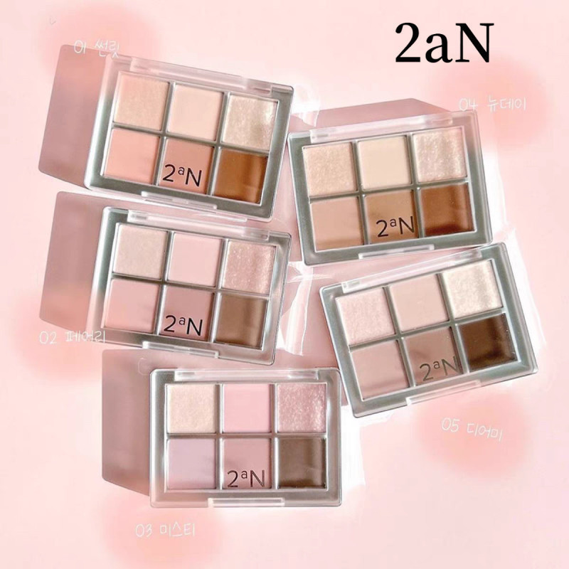 Bảng phấn mắt 6 màu 2aN Micro Pearlescent Brown Earth, màu sắc tự nhiên hàng ngày, bền, đa chức năng