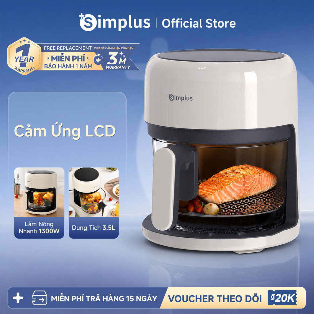 Simplus Nồi Chiên Không Dầu Dung Tích 3.5L Lòng Nồi Thủy Tinh KQZG017 - Bảo Hành 1 Năm 1 Đổi 1