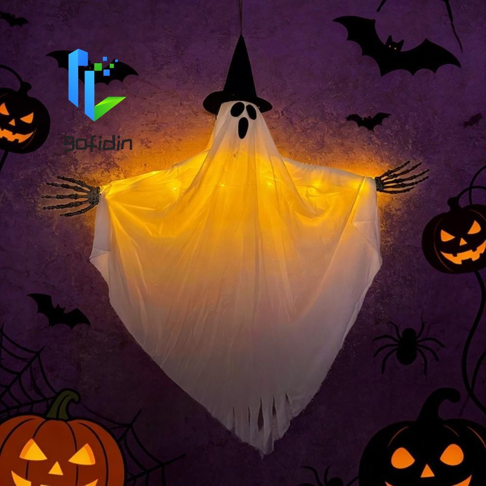 GOFIDIN Mũ Phù Thủy Ma, Ma Quái Treo Mặt Dây Chuyền Ma Halloween, Đạo Cụ Phim Trang Trí Creepy LED M