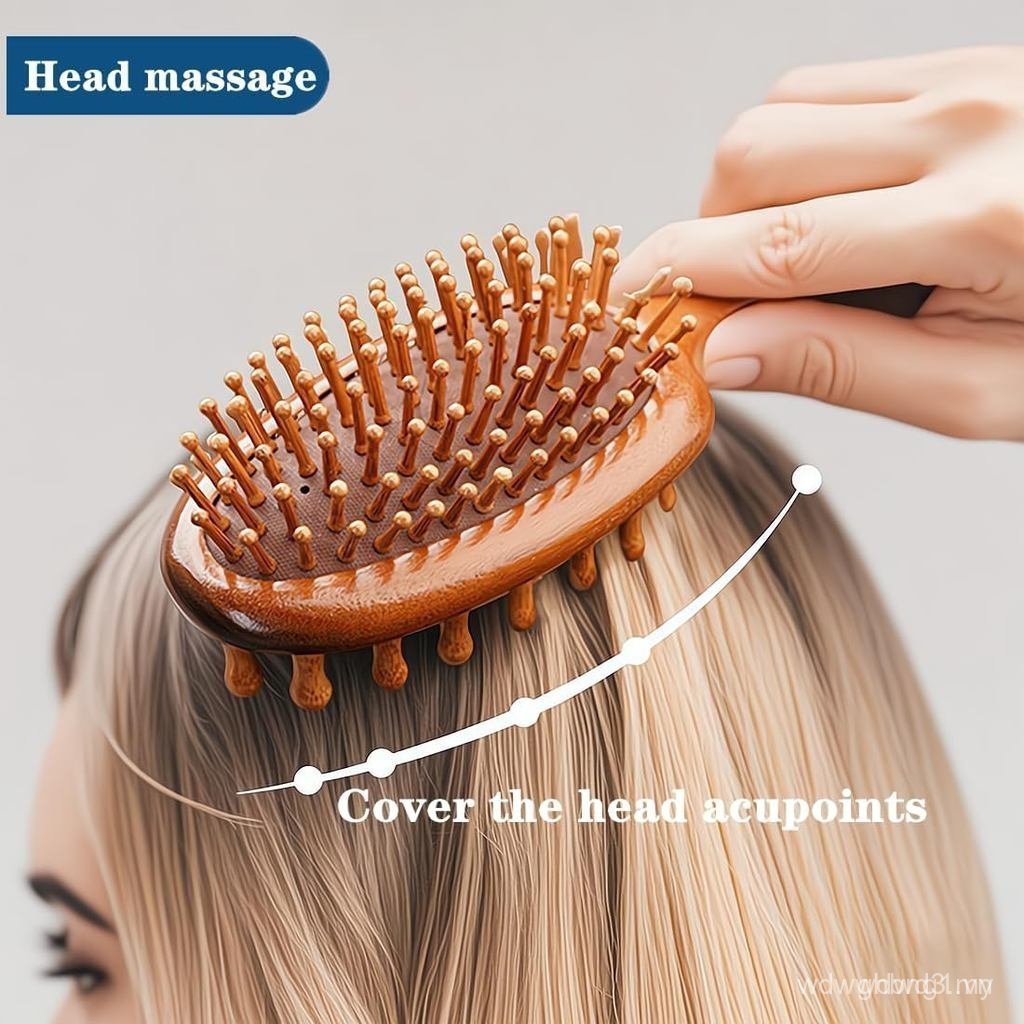 Da đầuMassagerHairGrowthBrush, HeadMassagerScalpStressRelaxDandruffComb, WoodenScalpExfoliatorHeadSc
