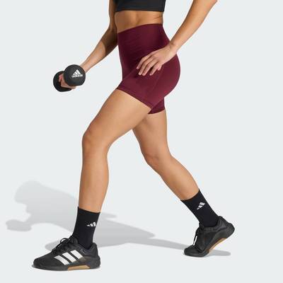 adidas Gym & Training 3 Stripes Studio All Me Booty Short Leggings Women Burgundy HZ0870