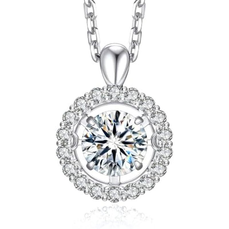 Moment Bạc 925 Moissanite Vòng Cổ Nữ Màu D VVS1 Nhảy Múa Moissanite Dây Chuyền Trang Sức Thời Trang 