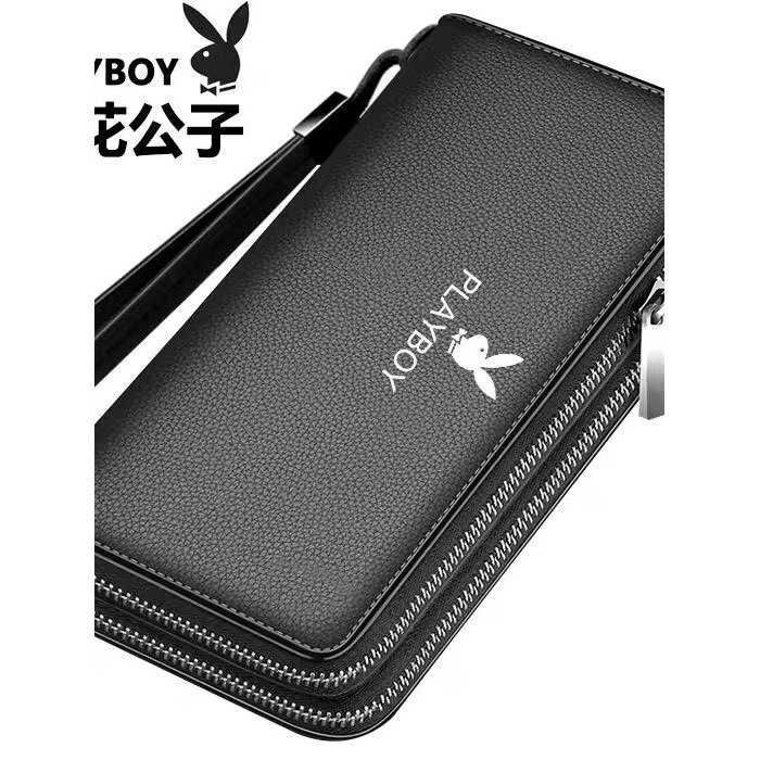 Túi xách nam Playboy kết cấu dài dung tích lớn Kích thước lớn Hợp thời trang Dây kéo nhiều thẻ Túi x