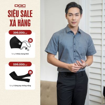 Áo Sơ Mi Nam Ngắn Tay Nam DGC Dáng suông Smart Casual, Cổ Classic, Túi Ngực - SASNBC60M