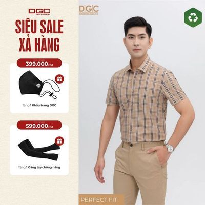 Áo sơ mi ngắn tay DGC Dáng Ôm Perfect Fit, Vải cao cấp thoáng mát, thấm hút mồ hôi - SASNBD160M-S