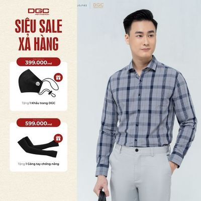 Áo sơ mi nam dài tay DGC Dáng suông Regular, Chất Vải Thoáng Mát - SASDBC24M