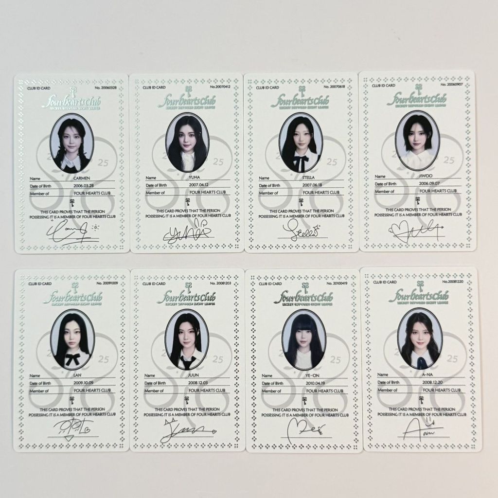 Hearts2hears hearts2hears Giai đoạn 2 Quà tặng thành viên ID Photocard Thẻ thành viên cỏ bốn lá h2h 