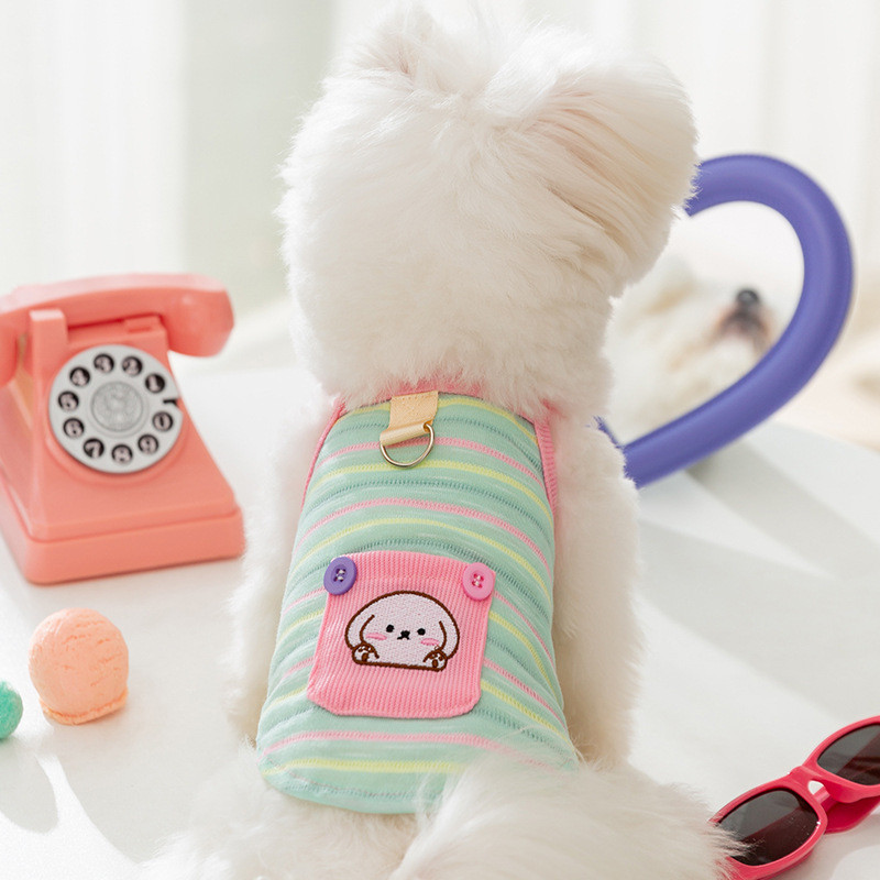 Sọc Màu Sắc Tương Phản Túi Mỏng Teddy Bichon Dễ Thương Sling Teddy Bichon Cat Pet Dog Quần Áo