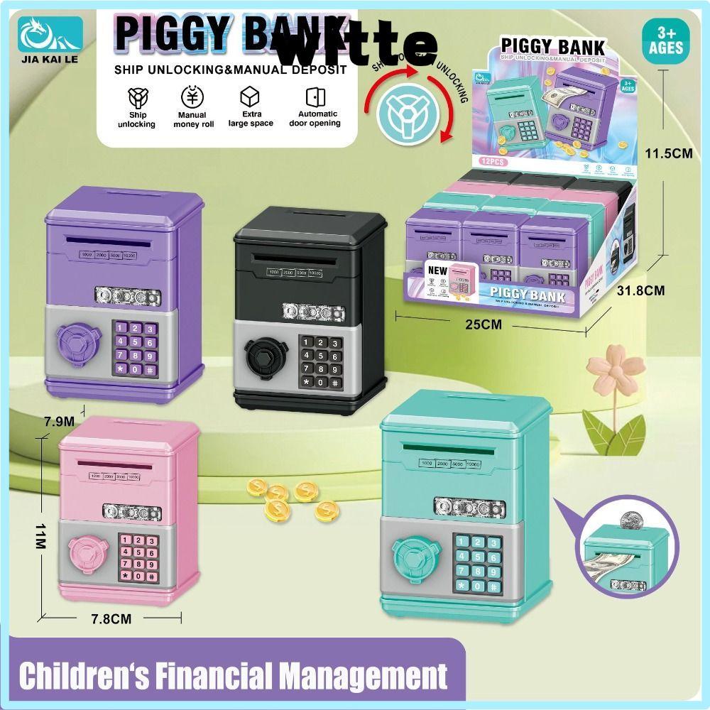 WITTE Đồ Chơi Trẻ Em Heo Đất, Mini ATM Hộp Tiền Tiết Kiệm Tiền, Mật Khẩu Trẻ Em Đồ Chơi Tiết Kiệm Tà