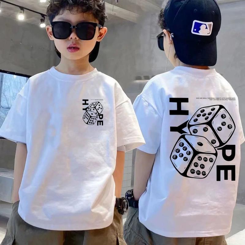 Áo Thun Trẻ Em Tay Ngắn Form Rộng In Hình Xúc Xắc HYPE Cá Tính, Áo Phông Bé Trai Bé Gái Phong Cách Năng Động