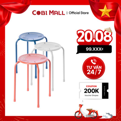 [Hỏa tốc HCM] Ghế Đẩu Tròn Bằng Sắt Có Thể Xếp Chồng, Sang Trọng - Cobihome