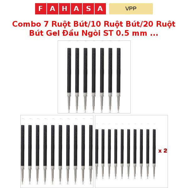 Combo 7 Ruột Bút/10 Ruột Bút/20 Ruột Bút Gel Đầu Ngòi ST 0.5 mm - Deli A5066 - Mực Đen