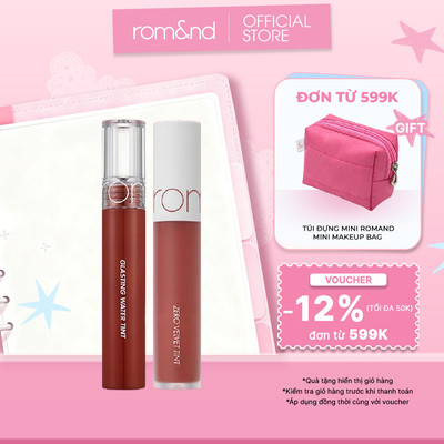 [Rom&nd x KOL] Combo Son kem lì Romand New Zero Velvet Tint 5.5g + Son tint nước Romand Glasting Water Tint 4g