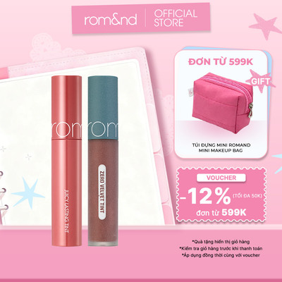 Combo Son kem Romand Zero Velvet Tint 5.5g + Son Tint lì Romand Juicy Lasting Tint 5.5g