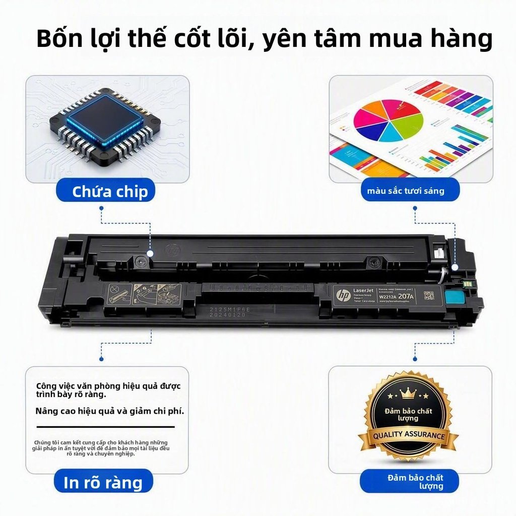 Hộp mực tái chế cho HP M283fdw 207A M255dw M282nw M283fdn in màu sắc nét