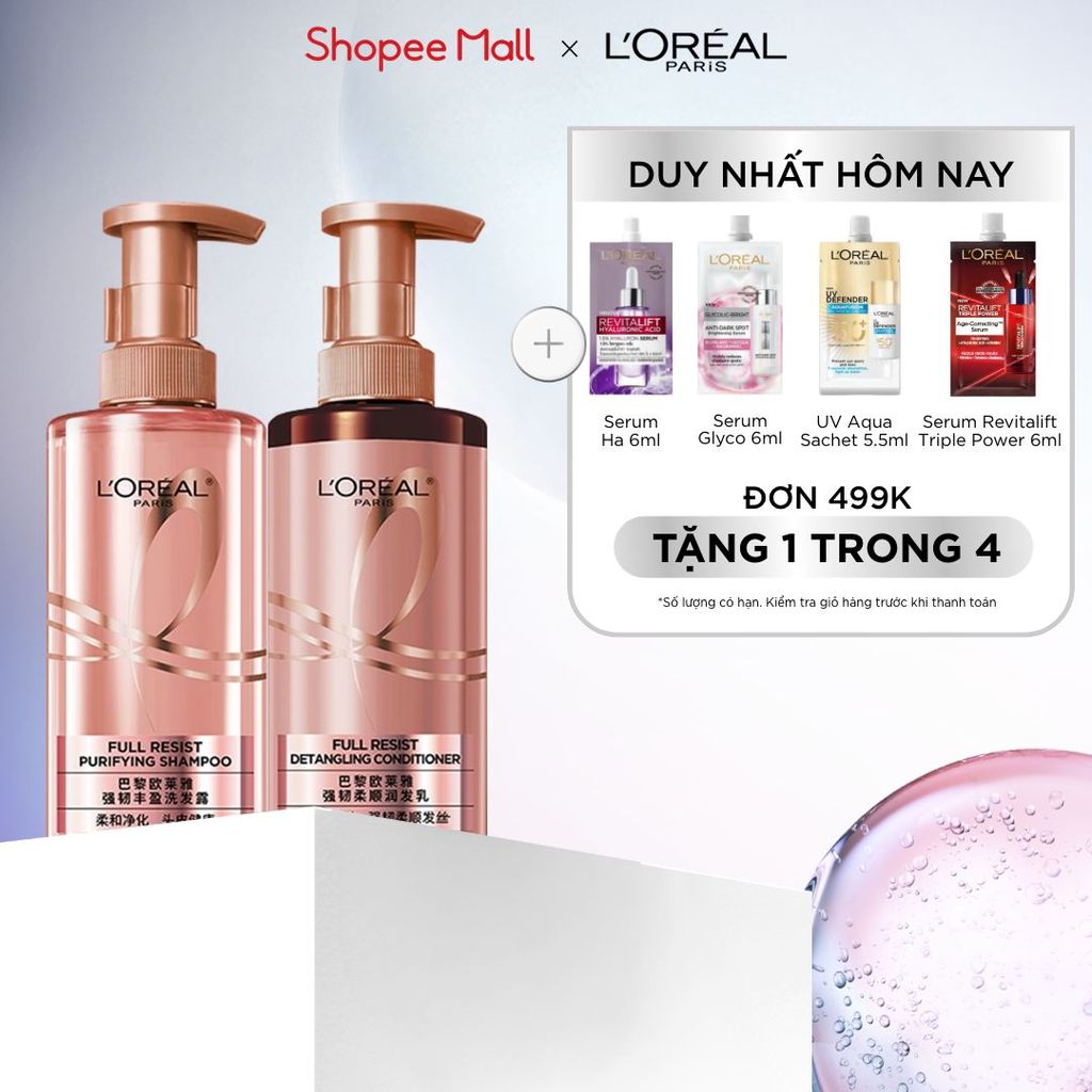 Bộ đôi dầu gội xả ngăn ngừa & giảm gãy rụng tóc, giúp tóc chắc khỏe hơn L’oreal Paris Elseve Full Resist 440ml