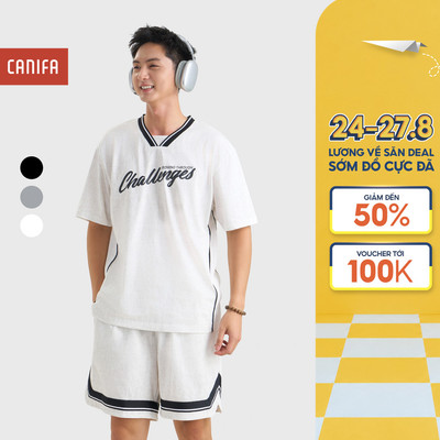 Áo phông nam cotton dáng rộng có hình in CANIFA 8TS26S017