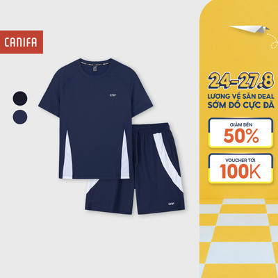 Bộ quần áo thể thao nam CANIFA phom Regular có hình in co giãn, hút ẩm nhanh, hỗ trợ chống tia UV UPF 50+ 8ST26S001