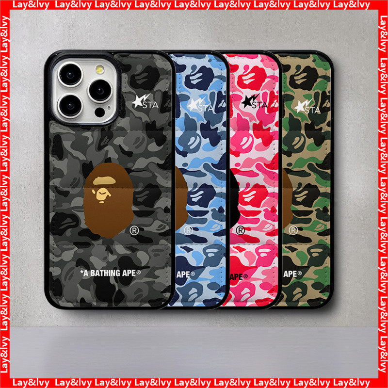 Street Classic BAPE Ngụy Trang Ape-Man Down Jacket Ốp Lưng Điện Thoại Thích Hợp Cho iPhone 16PROMAX 