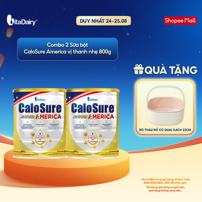 [COMBO 2 LON] Sữa bột CaloSure America vị thanh nhẹ - Giúp tăng đề kháng, khỏe tim mạch - Lon 800g
