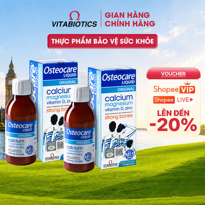 Bộ 2 TPBVSK Vitabiotics OSTEOCARE LIQUID (siro) bổ sung Kẽm, canxi, magiê, vitamin D3, Hỗ Trợ Xương Chắc Khỏe Chai 200ml