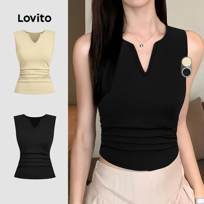 Áo nữ Lovito thanh lịch đen xuân hè phong cách L184ED829