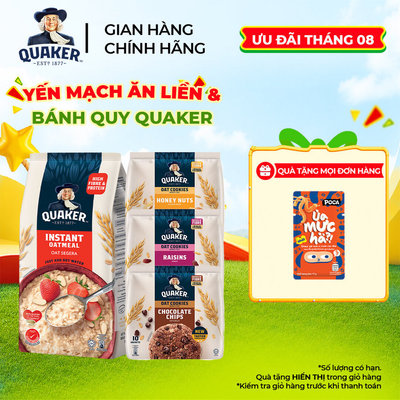 Combo Yến Mạch Ăn Liền QUAKER 1000G +Bánh Quy Yến Mạch QUAKER 250G Hương Socola/Hạnh Nhân Mật Ong/Nho Khô