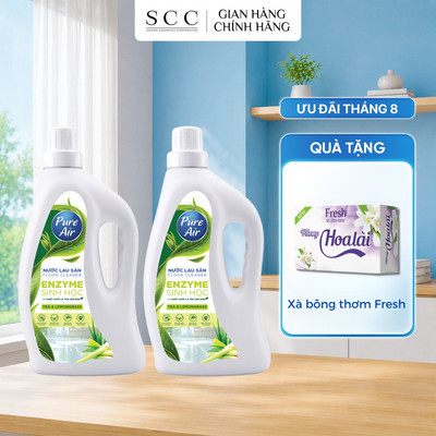 Combo 2 Nước Lau Sàn Enzyme Sinh Học Pure Air 1,1L - Hỗ Trợ Làm Sạch Khử Mùi, Mang Lại Không Gian Sạch Sẽ, Thoáng Mát