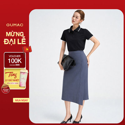 Chân Váy Dáng Suông Nữ GUMAC Chân Váy Công Sở Tà Đắp Xẻ Sau Lưng Cao Thiết Kế Thanh Lịch LVE1106