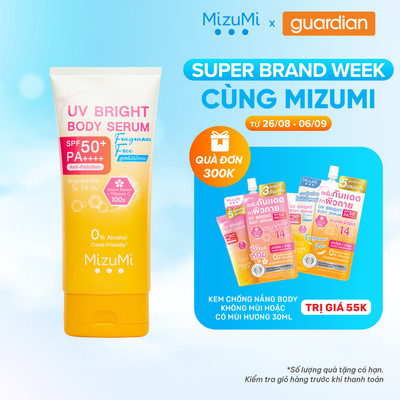 Sữa Dưỡng Thể Chống Nắng UV SPF50+PA++++ Mizumi Bright Body Serum Fragrance Free 180ml