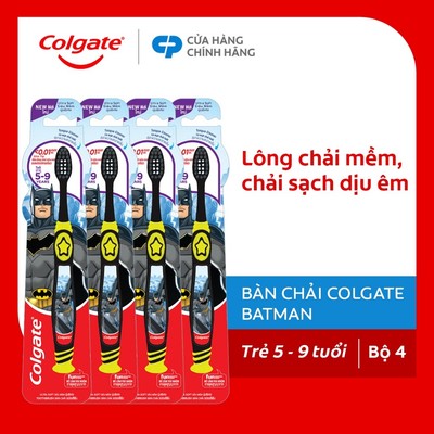 Bộ 4 Bàn chải đánh răng Colgate họa tiết Batman hoặc Barbie dành cho bé