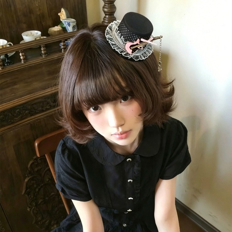 Hàng sẵn có ~ Sweet Cool Style Ren Guitar Chấm Bi Mũ Tóc Phong Cách Gothic Gothic Gothic Gothic Note