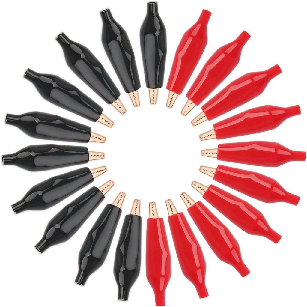 DROK 20pcs Insulated Mini Alligator Clips Electrical Large - 1.77 inch/45mm 10A Pure Copper Alligato