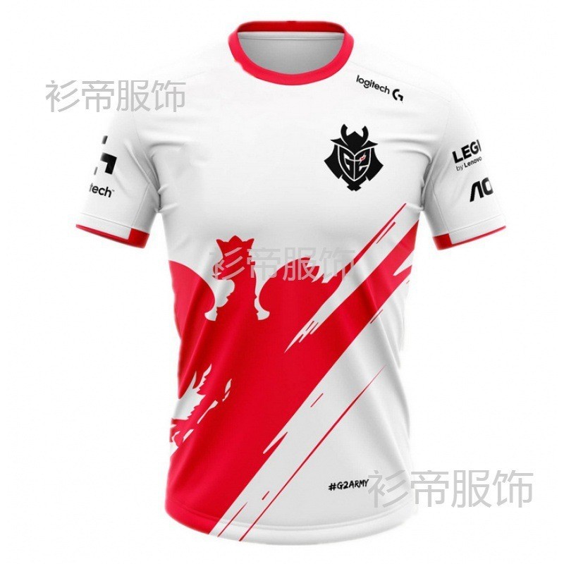 【Vải lưới】Áo thun ngắn tay nam in 3D mùa hè, đồng phục đội G2 LOL League of Legends, bán sỉ