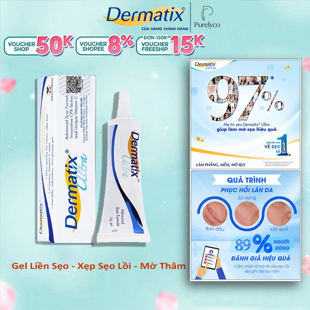Gel Dermatix Ultra 15g - Dermatix Gel Lành Liền Phẳng Sẹo Lòi, Sẹo Lõm, Lấy Lại Làn Da Khoẻ Mạnh